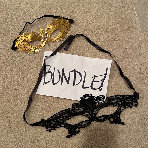 NWOT black Masquerade Ball Mask- appliqué with satin tie wrap - Picture 8 of 8